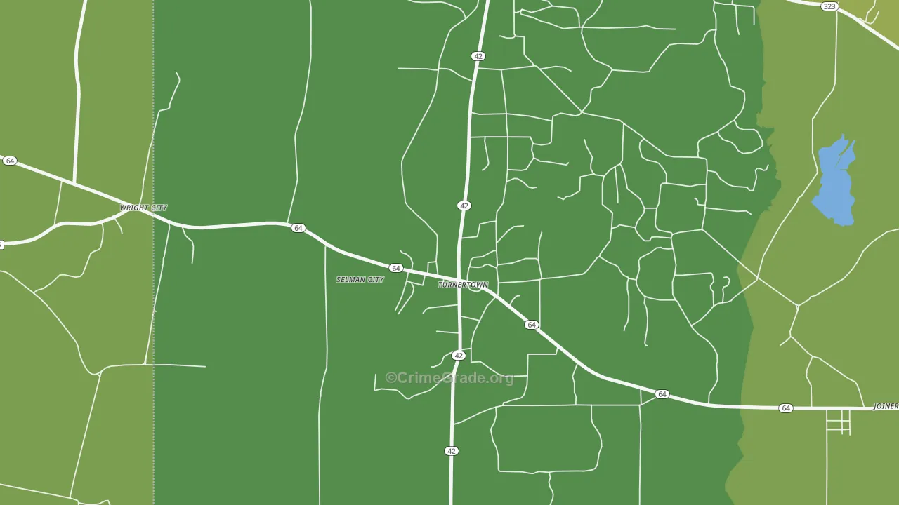 Turnertown, TX Map of Theft Rates