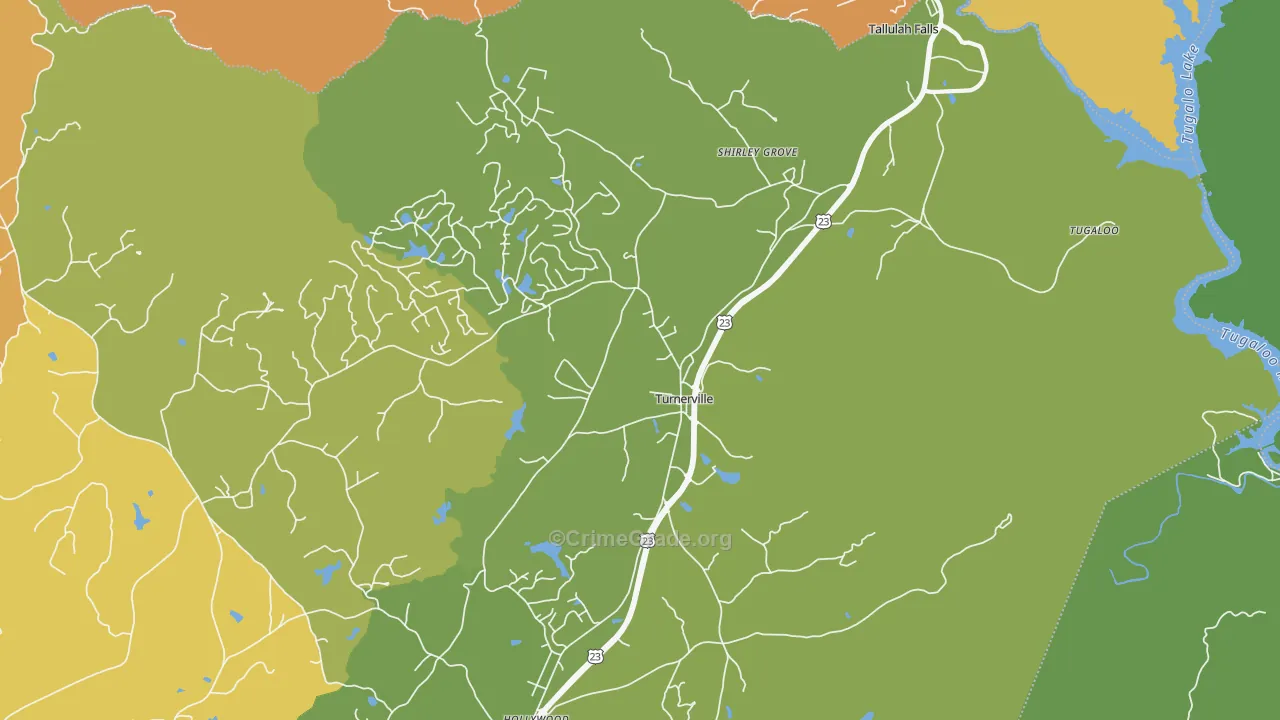 Turnerville, GA Map of Theft Rates