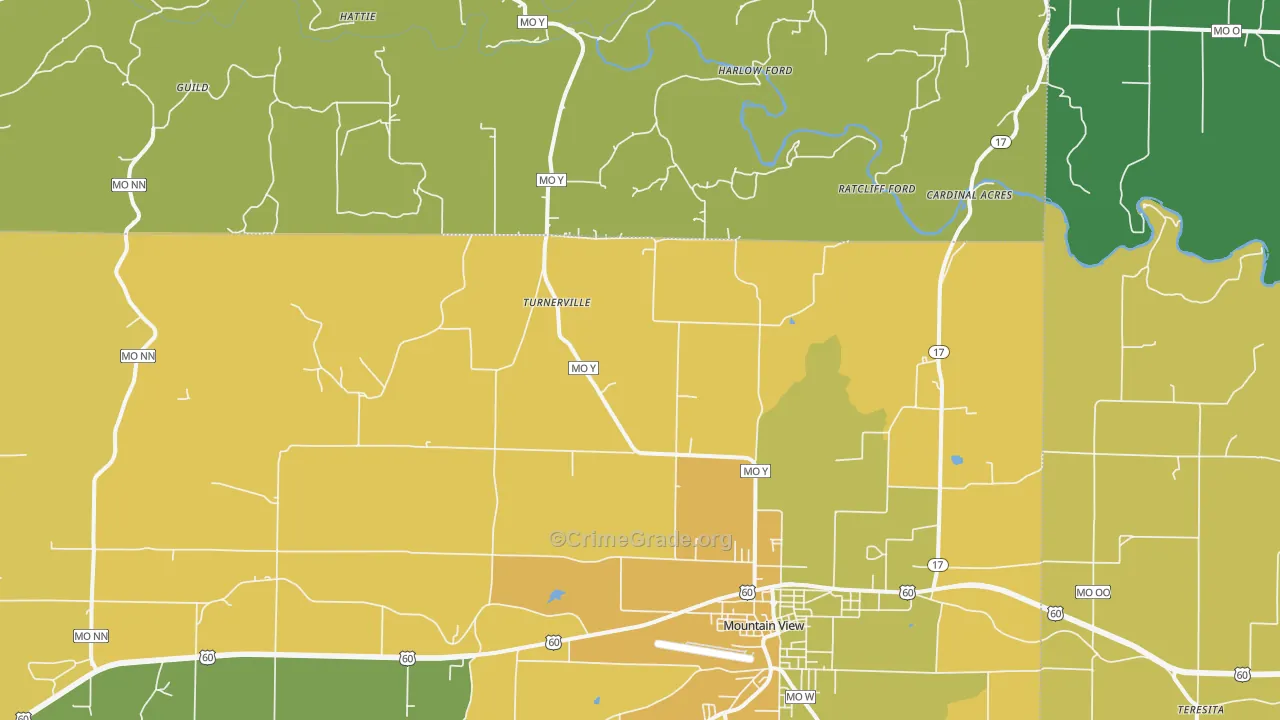 Turnerville, MO Map of Theft Rates