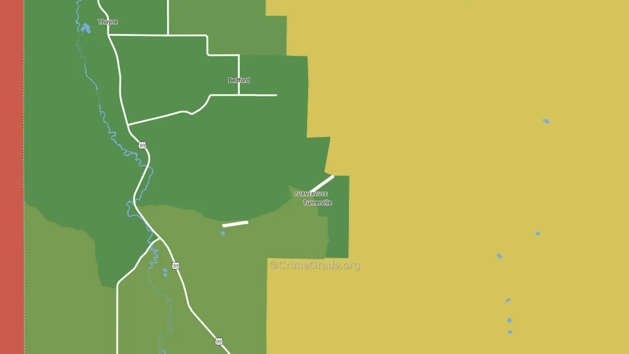 Turnerville, WY Map of Theft Rates
