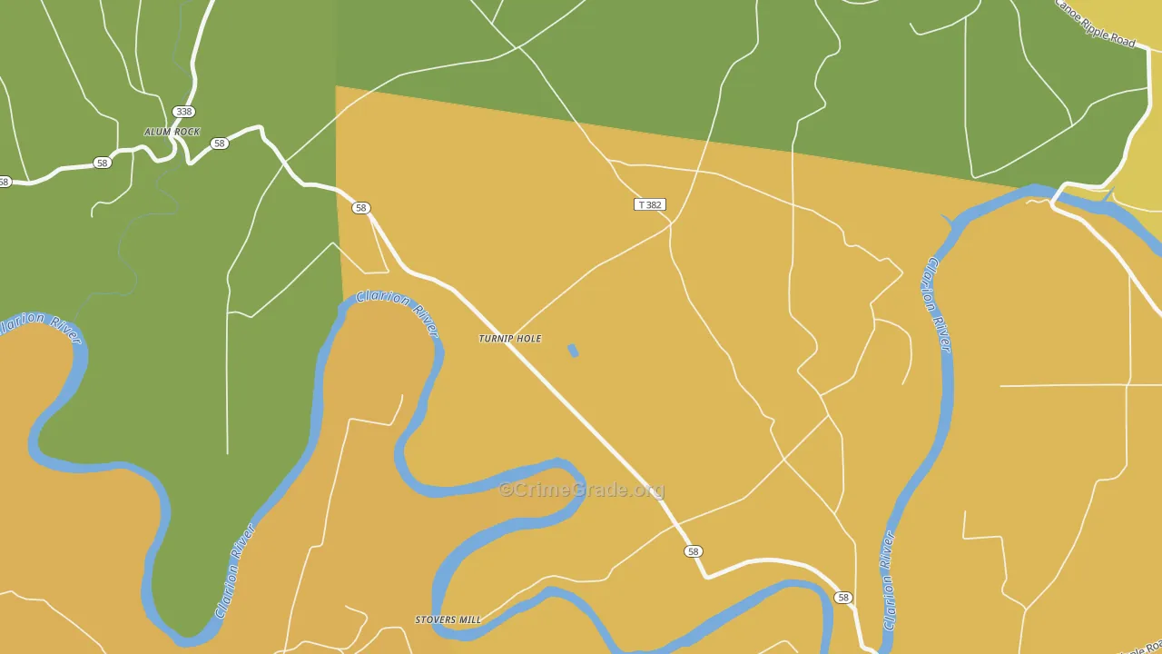 Turnip Hole, PA Map of Theft Rates