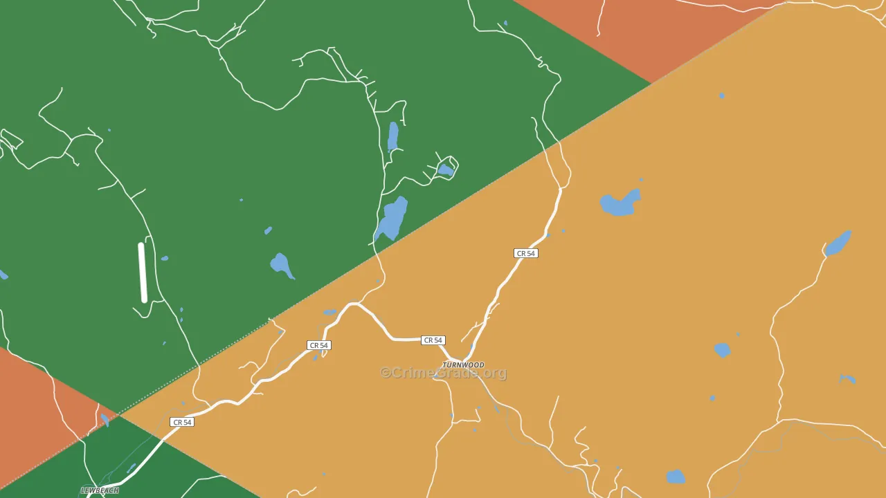 Turnwood, NY Map of Theft Rates