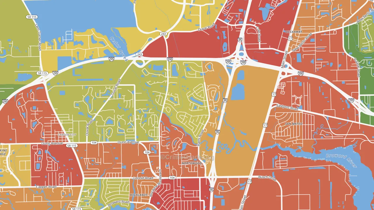 Turtle Creek, Jacksonville, FL Map of Theft Rates