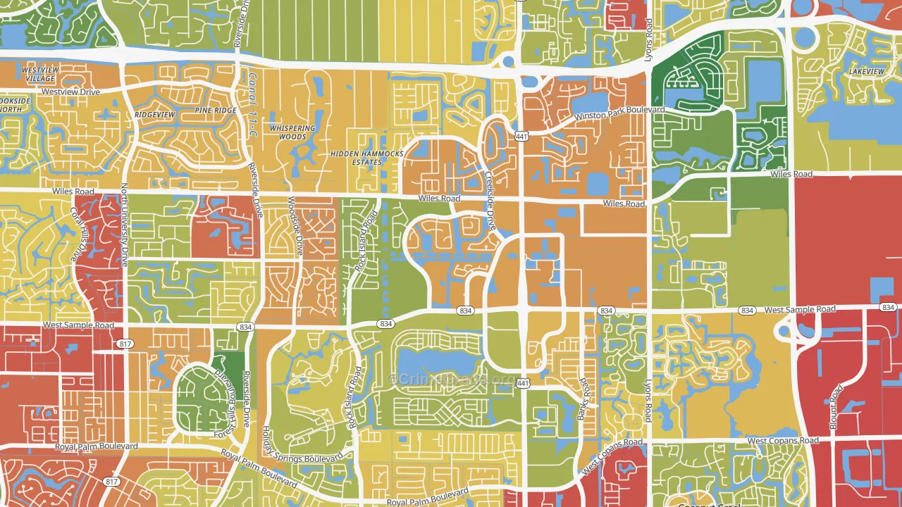 Turtle Run, Coral Springs, FL Map of Theft Rates