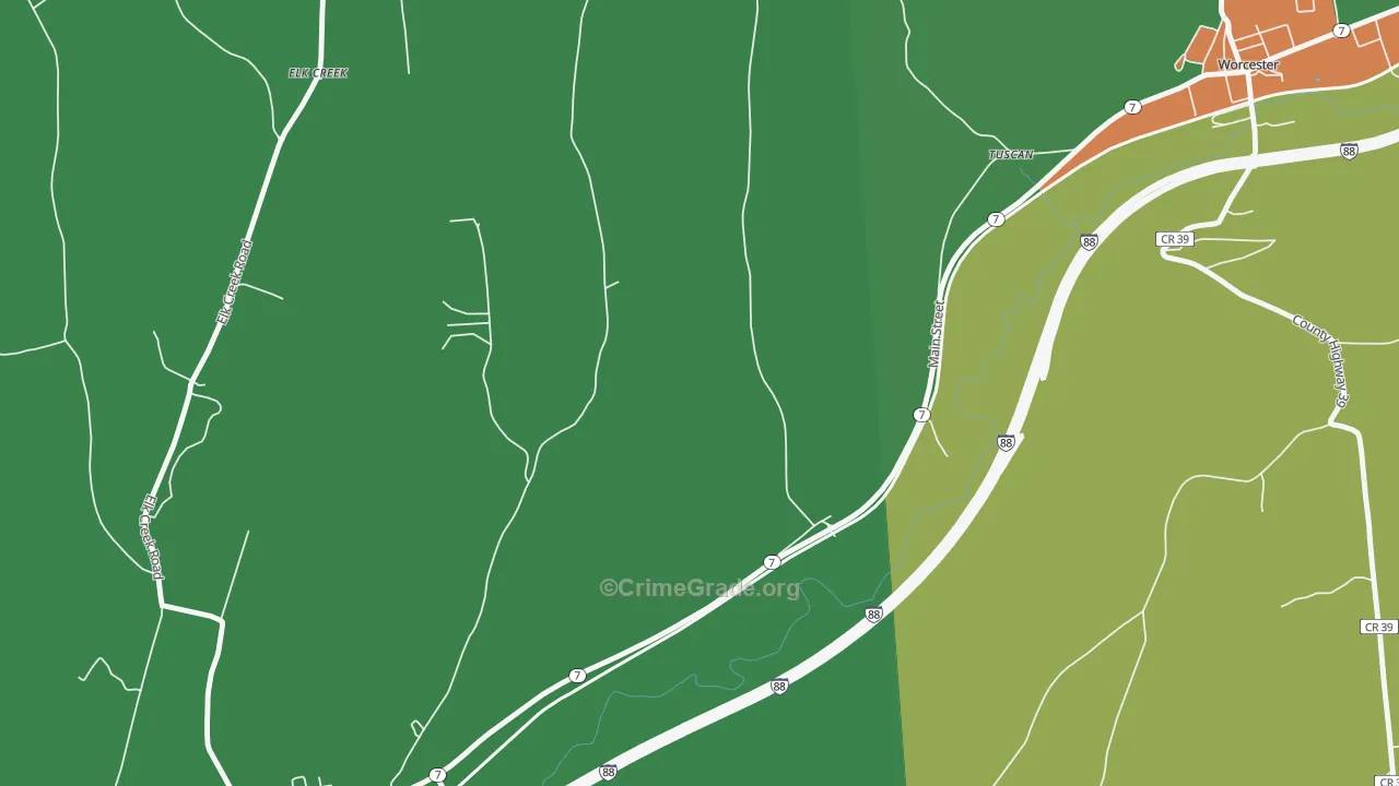 Tuscan, NY Map of Theft Rates