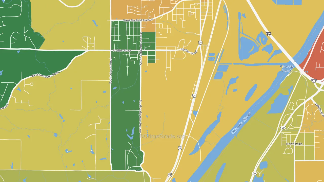 Tuscarora, IL Map of Theft Rates