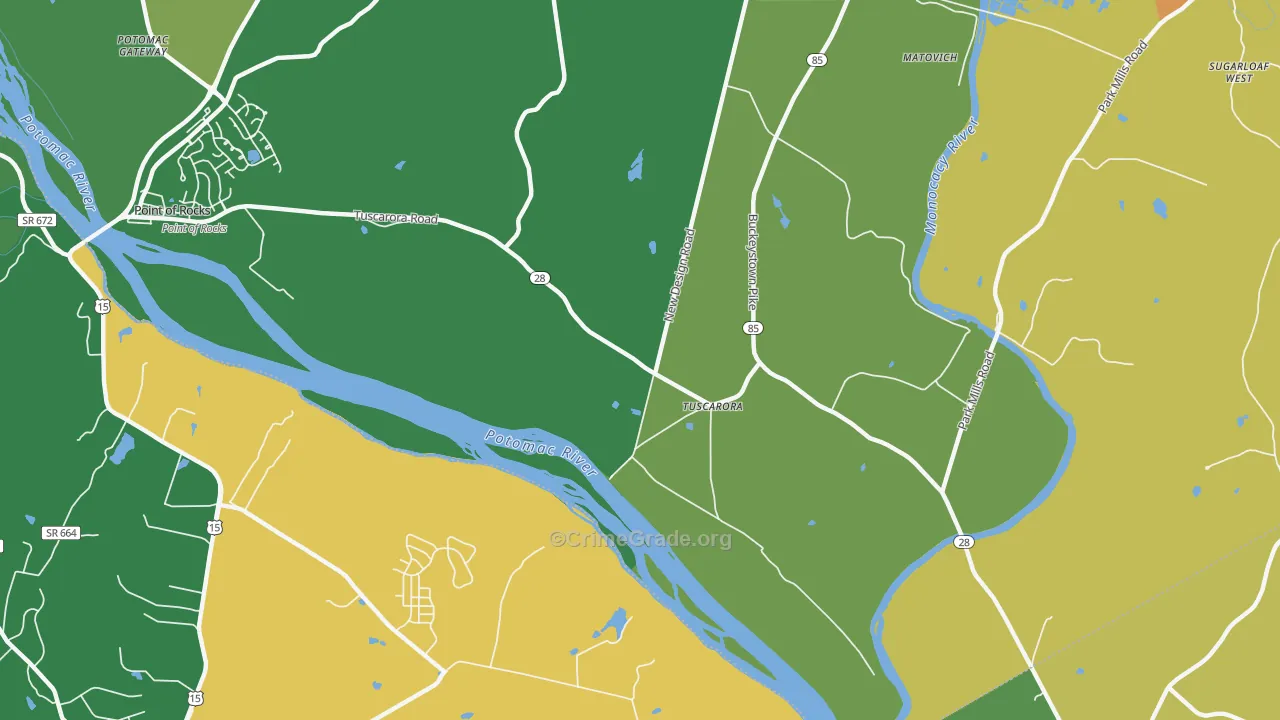 Tuscarora, MD Map of Theft Rates