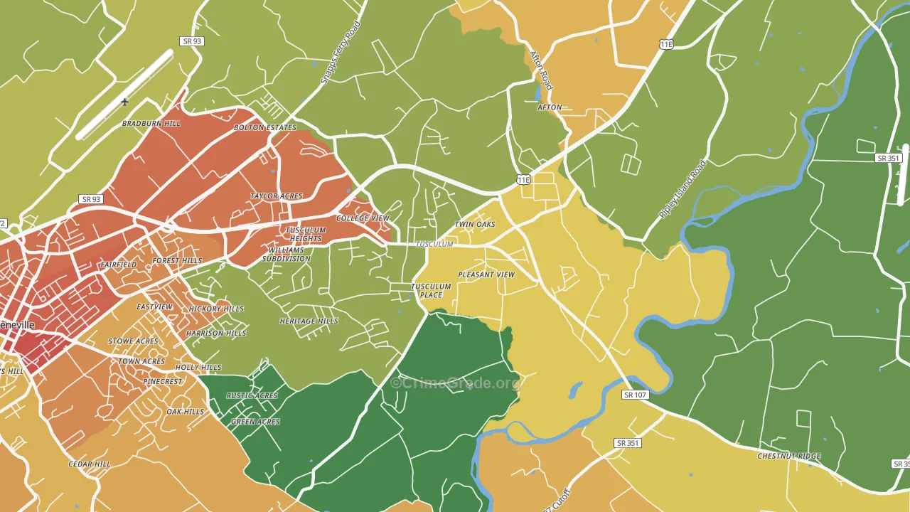 Tusculum, TN Map of Theft Rates