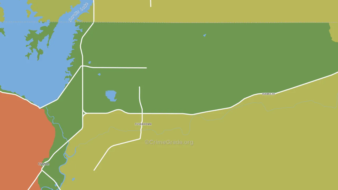 Tuskahoma, OK Map of Theft Rates