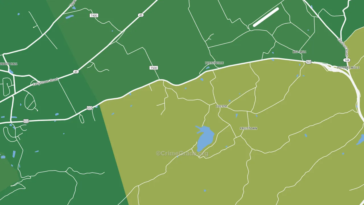 Tusseyville, PA Map of Theft Rates