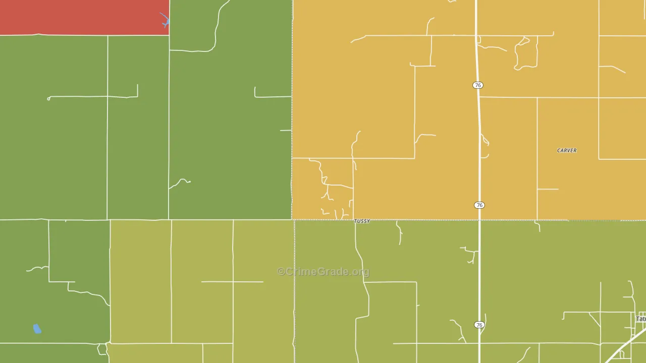 Tussy, OK Map of Theft Rates