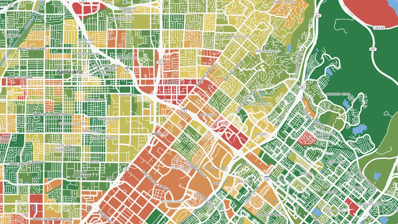 Tustin, CA Map of Theft Rates