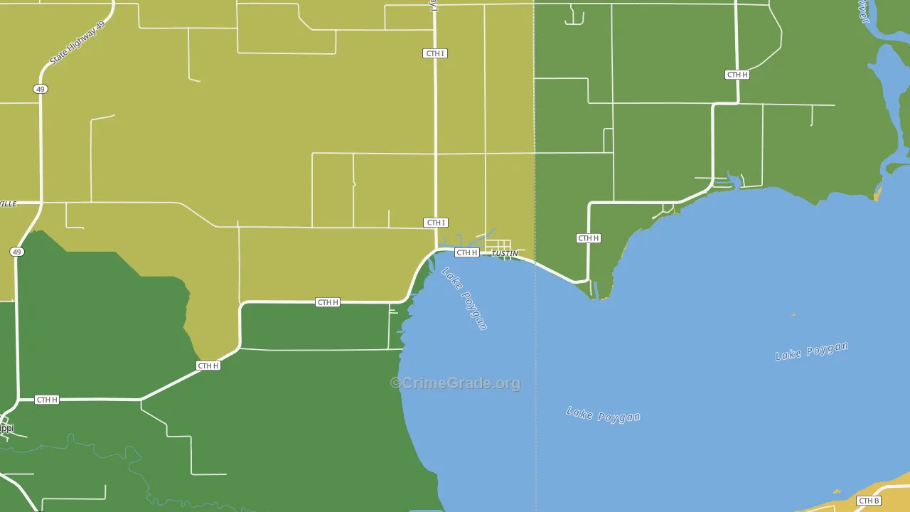 Tustin, WI Map of Theft Rates