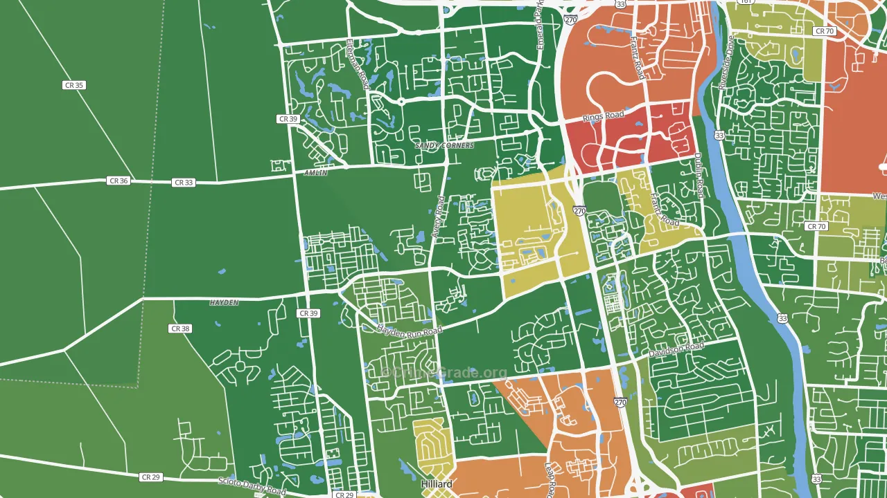 Tuttle West, Dublin, OH Map of Theft Rates