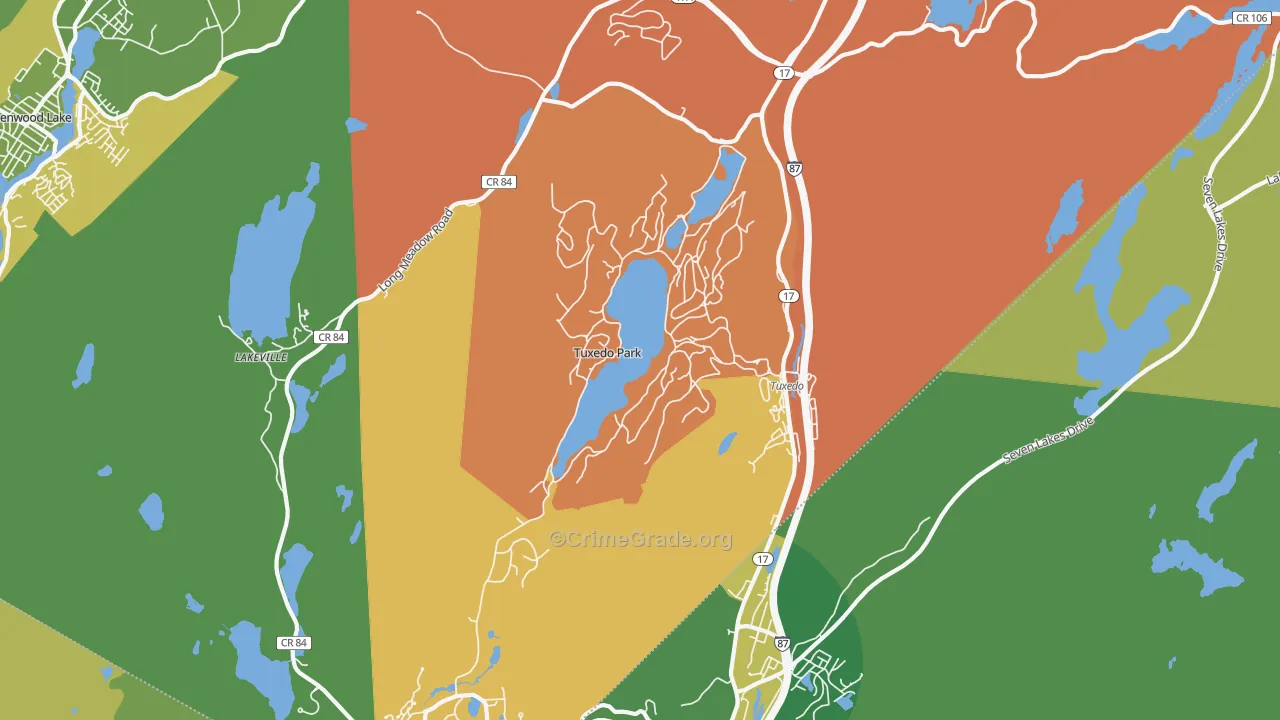 Tuxedo Park, NY Map of Theft Rates