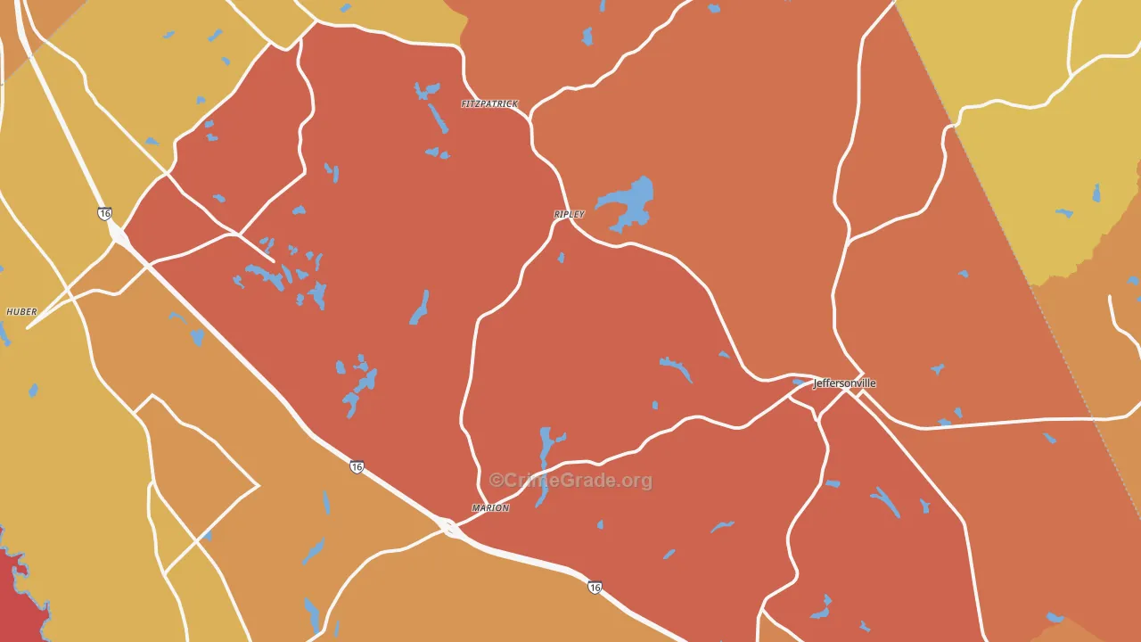 Twiggs County, GA Map of Theft Rates