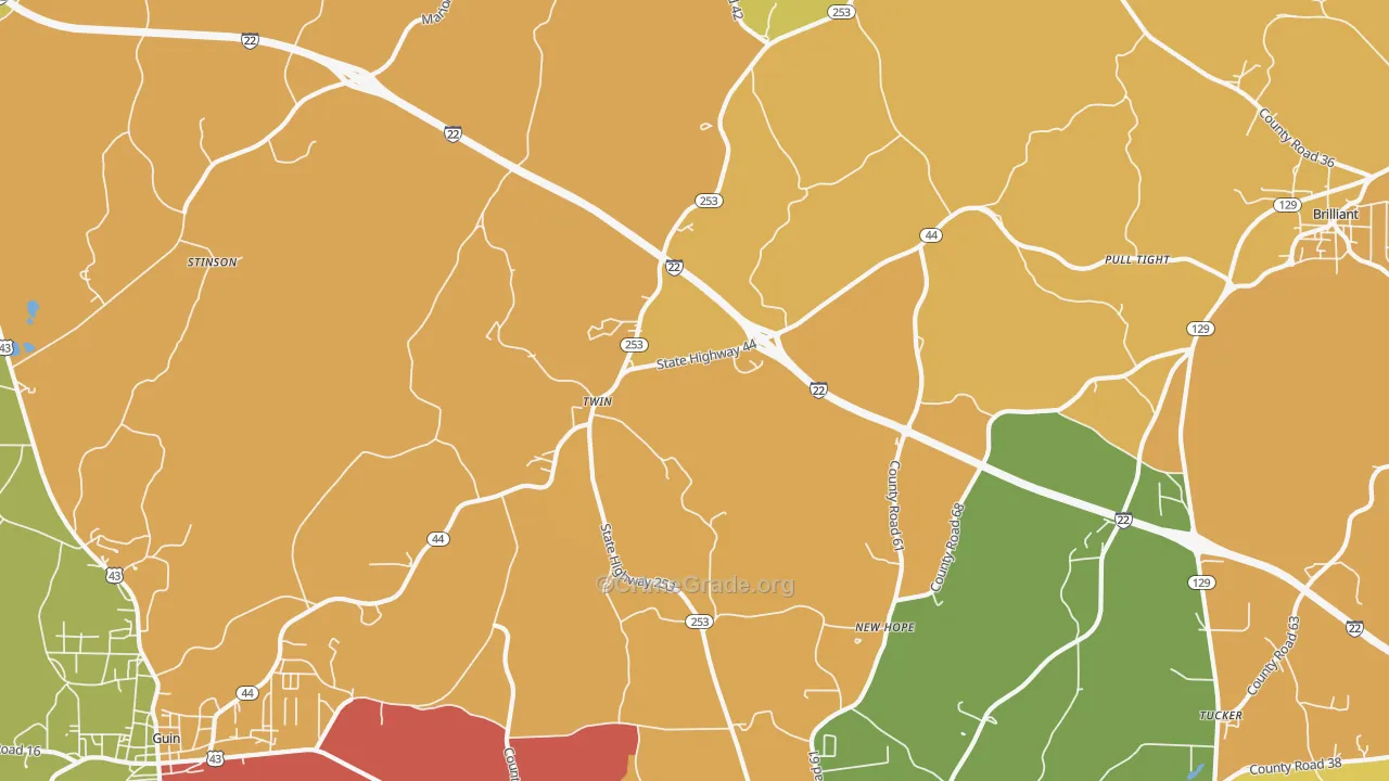 Twin, AL Map of Theft Rates