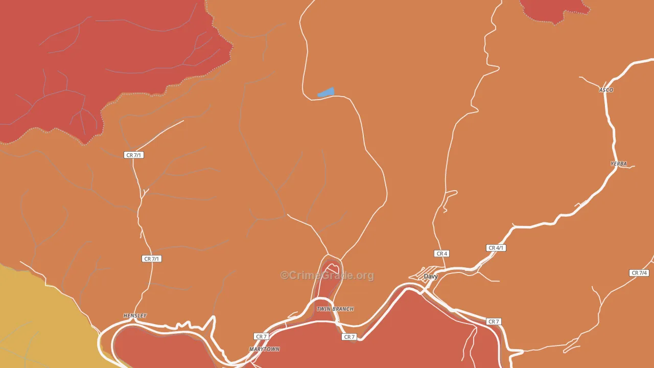 Twin Branch, WV Map of Theft Rates