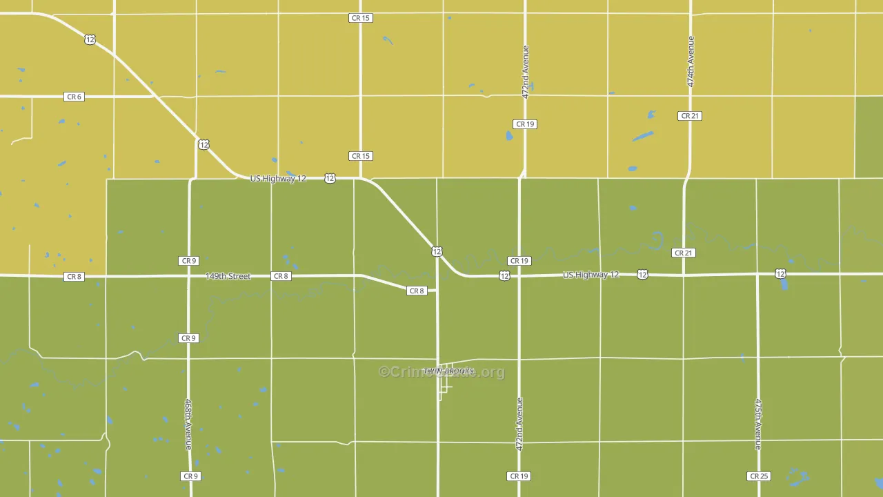 Twin Brooks, SD Map of Theft Rates