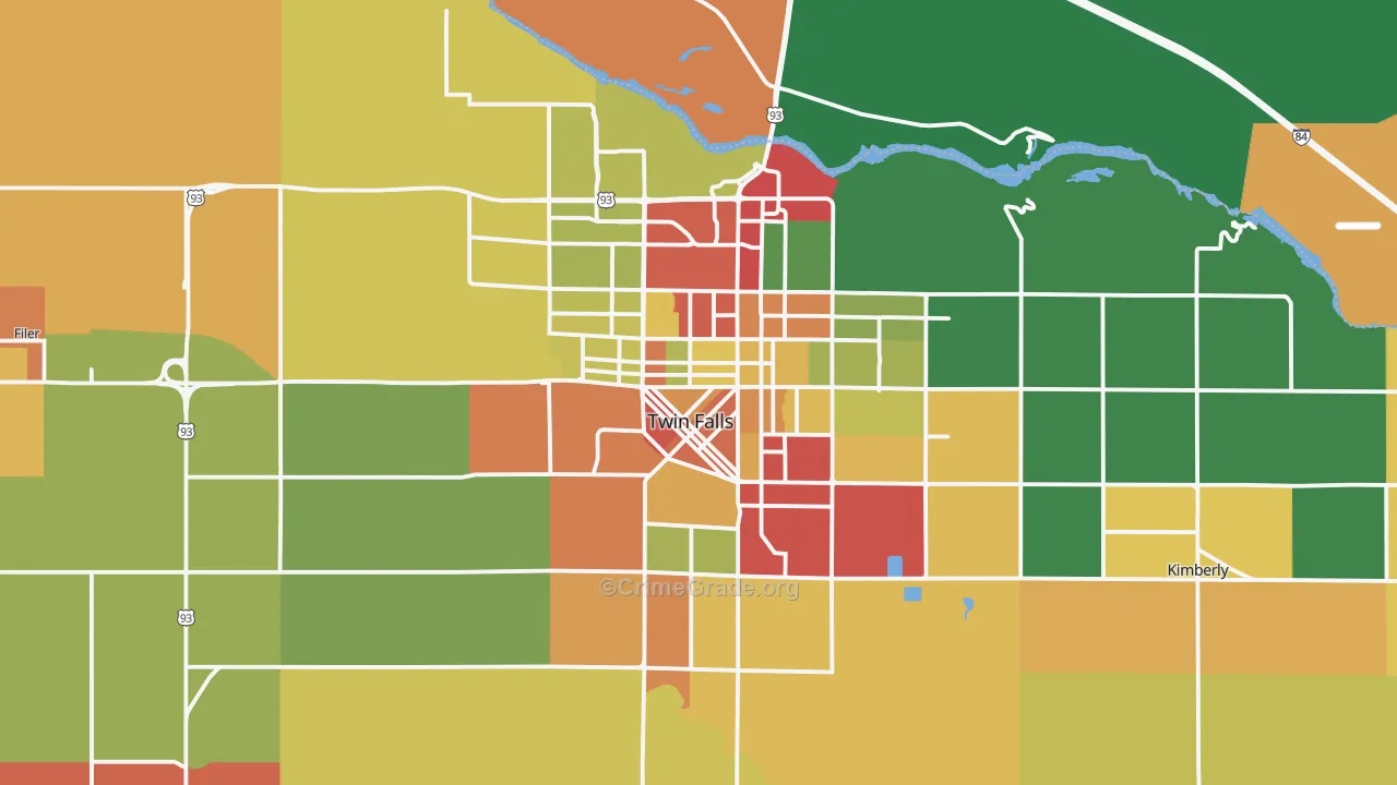Twin Falls, ID Map of Theft Rates
