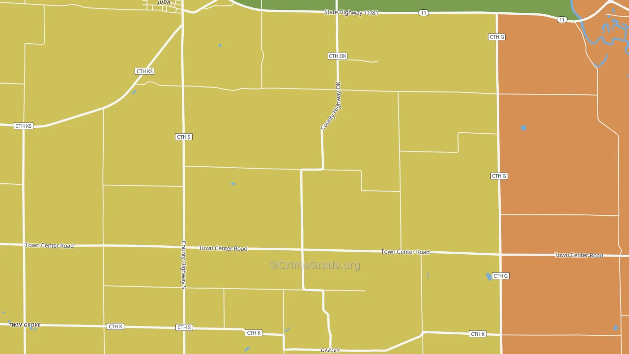 Twin Grove, WI Map of Theft Rates