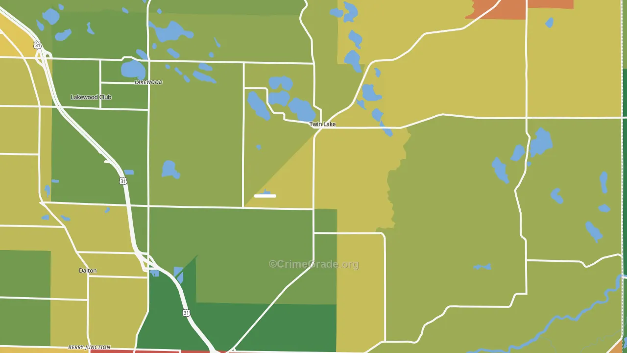 Twin Lake, MI Map of Theft Rates