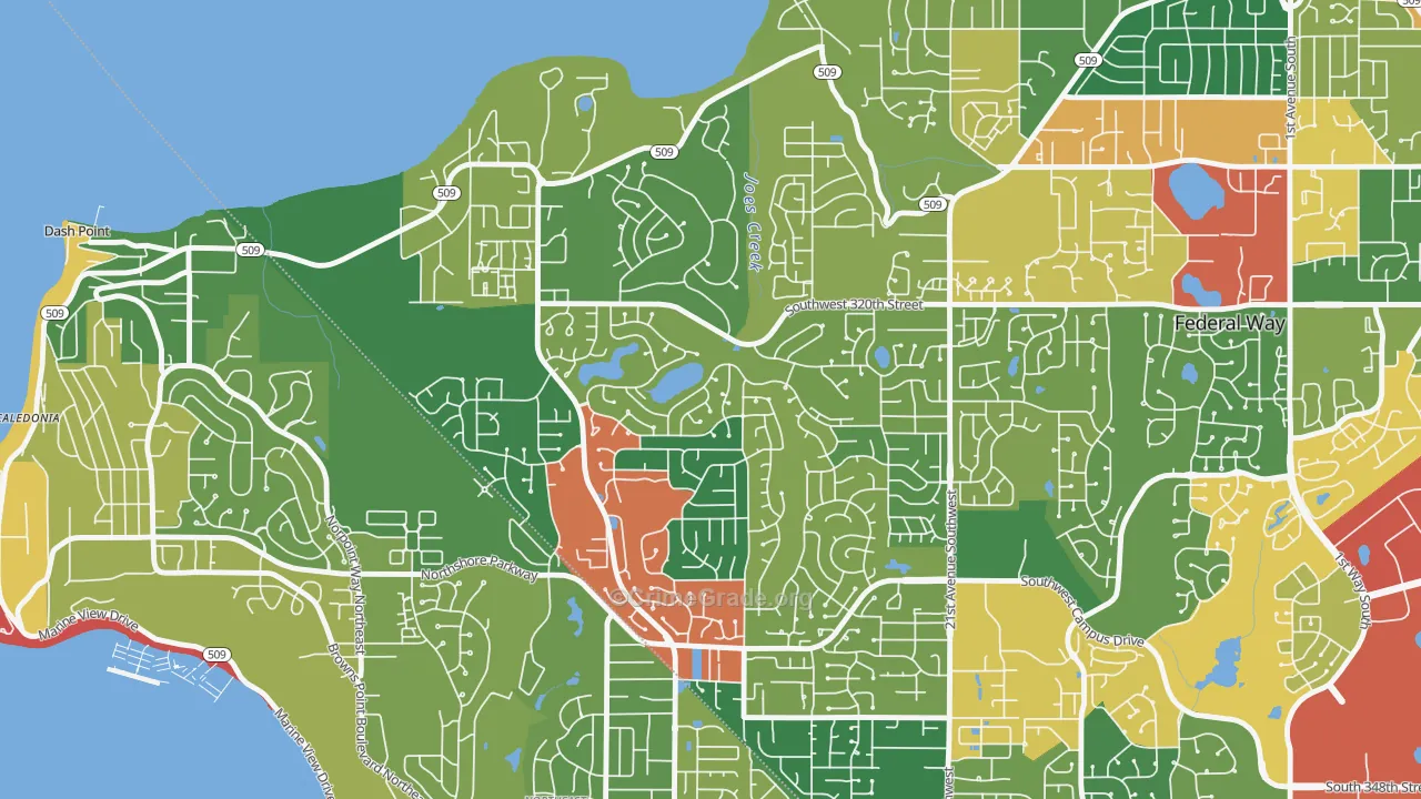 Twin Lakes, Federal Way, WA Map of Theft Rates