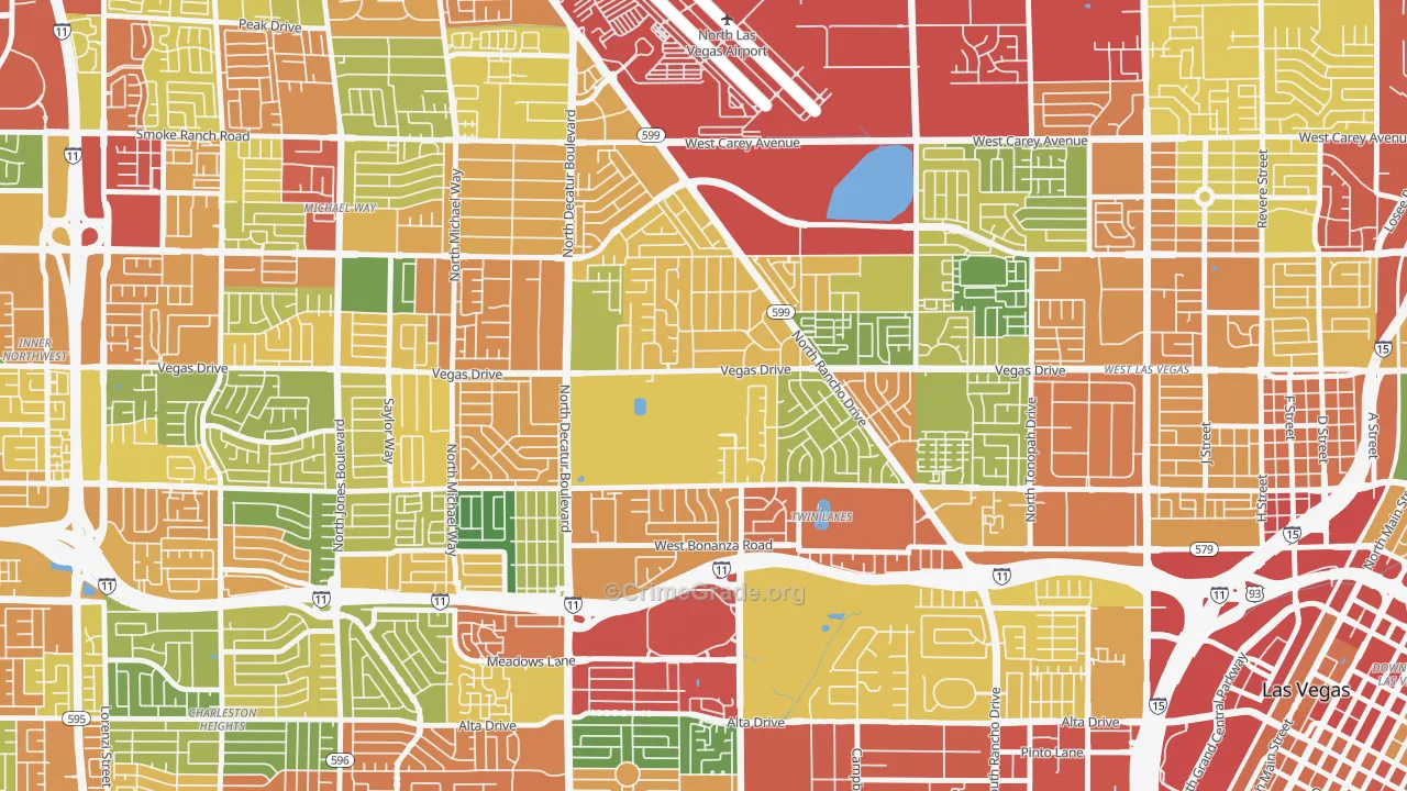 Twin Lakes, Las Vegas, NV Map of Theft Rates