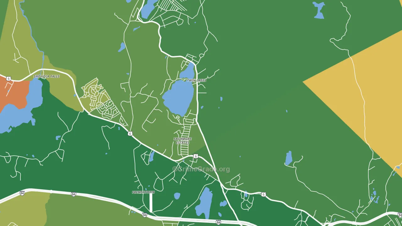 Twin Lakes, PA Map of Theft Rates
