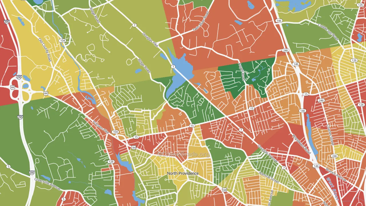 Twin Rivers Beach, Providence, RI Map of Theft Rates
