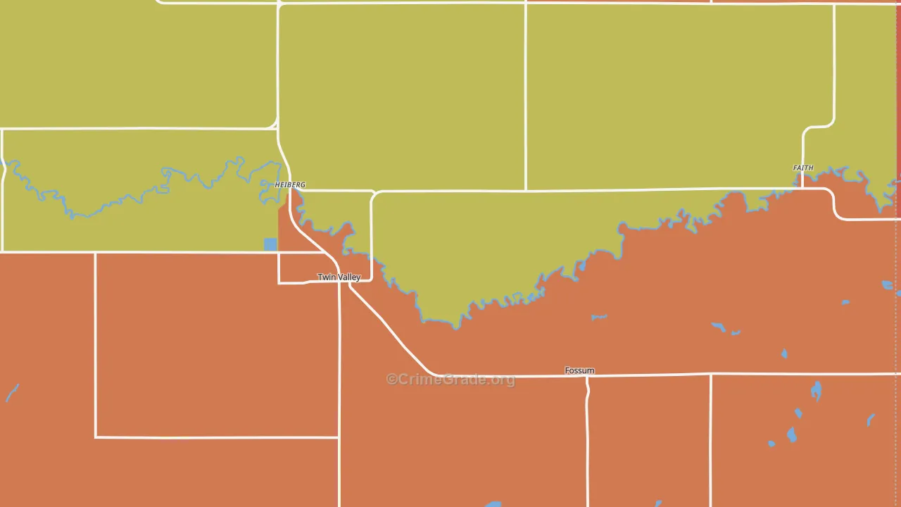 Twin Valley, MN Map of Theft Rates