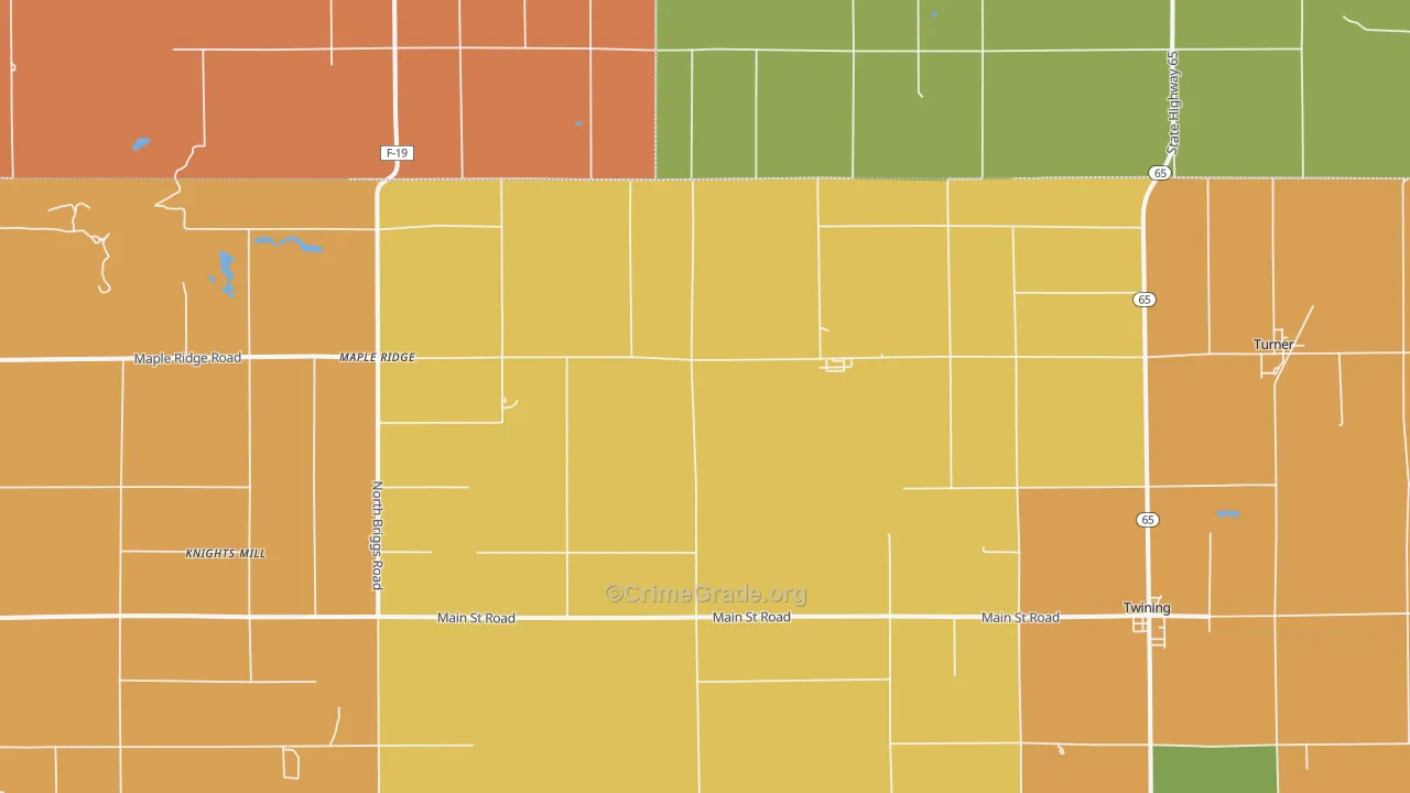 Twining, MI Map of Theft Rates