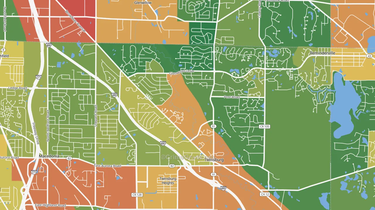 Twinsburg, OH Map of Theft Rates
