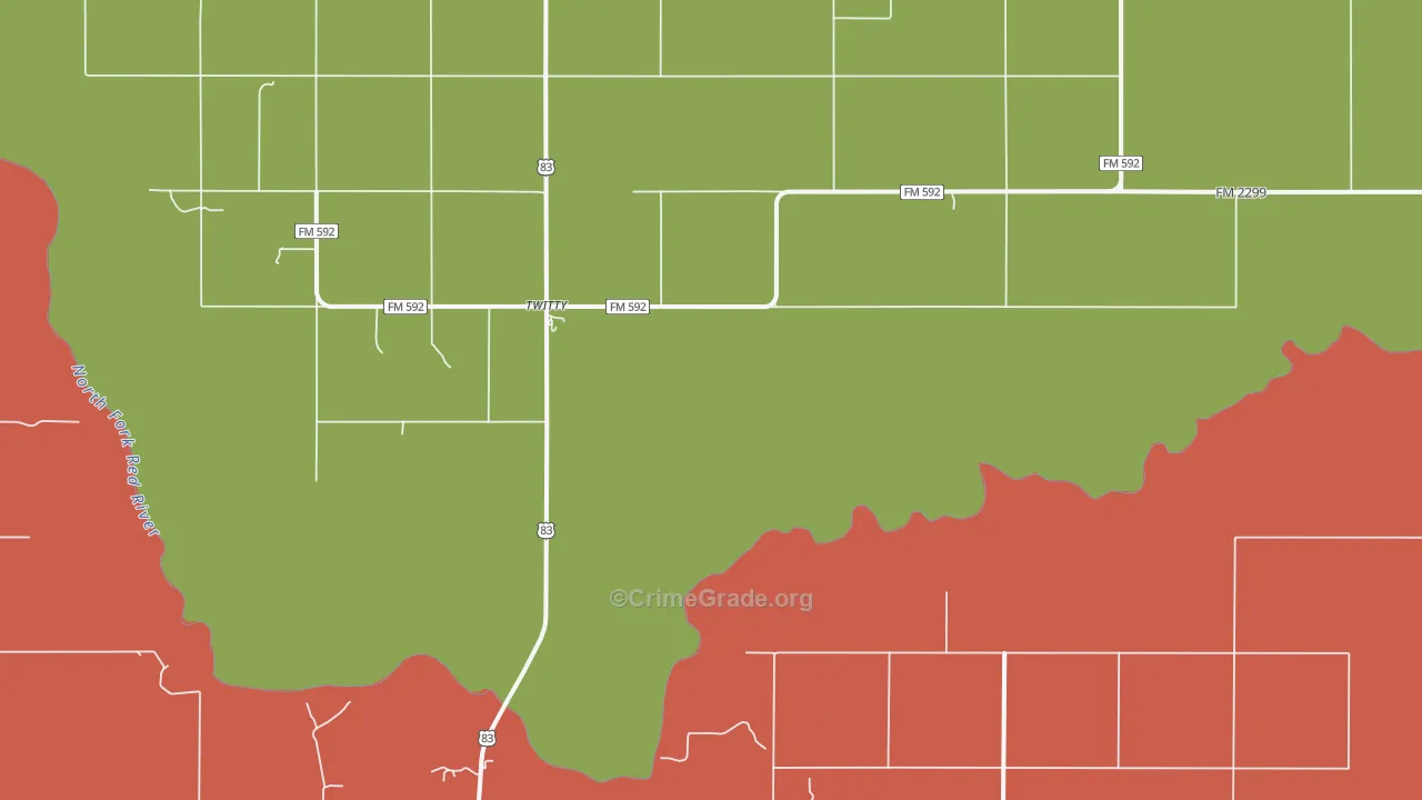 Twitty, TX Map of Theft Rates