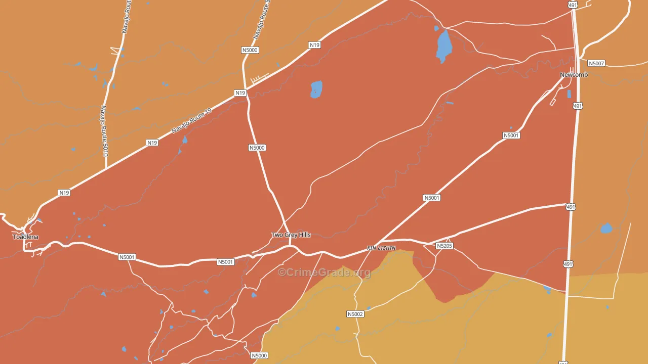 Two Grey Hills, NM Map of Theft Rates
