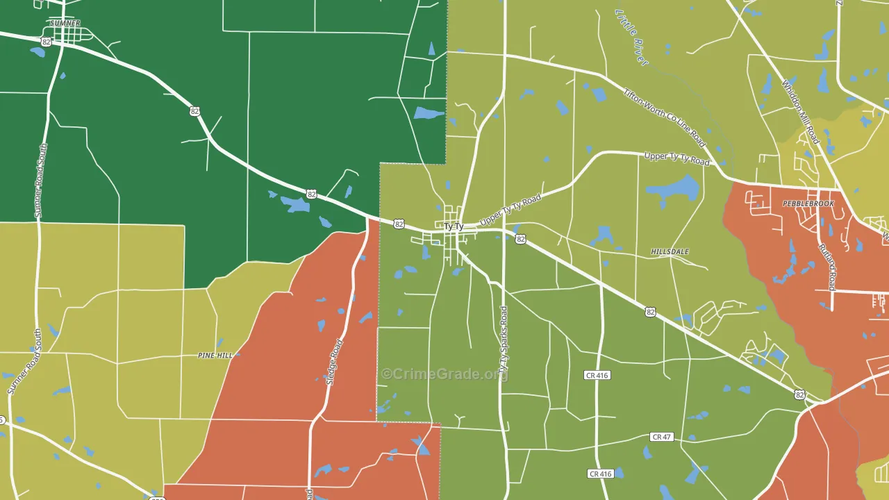 Ty Ty, GA Map of Theft Rates
