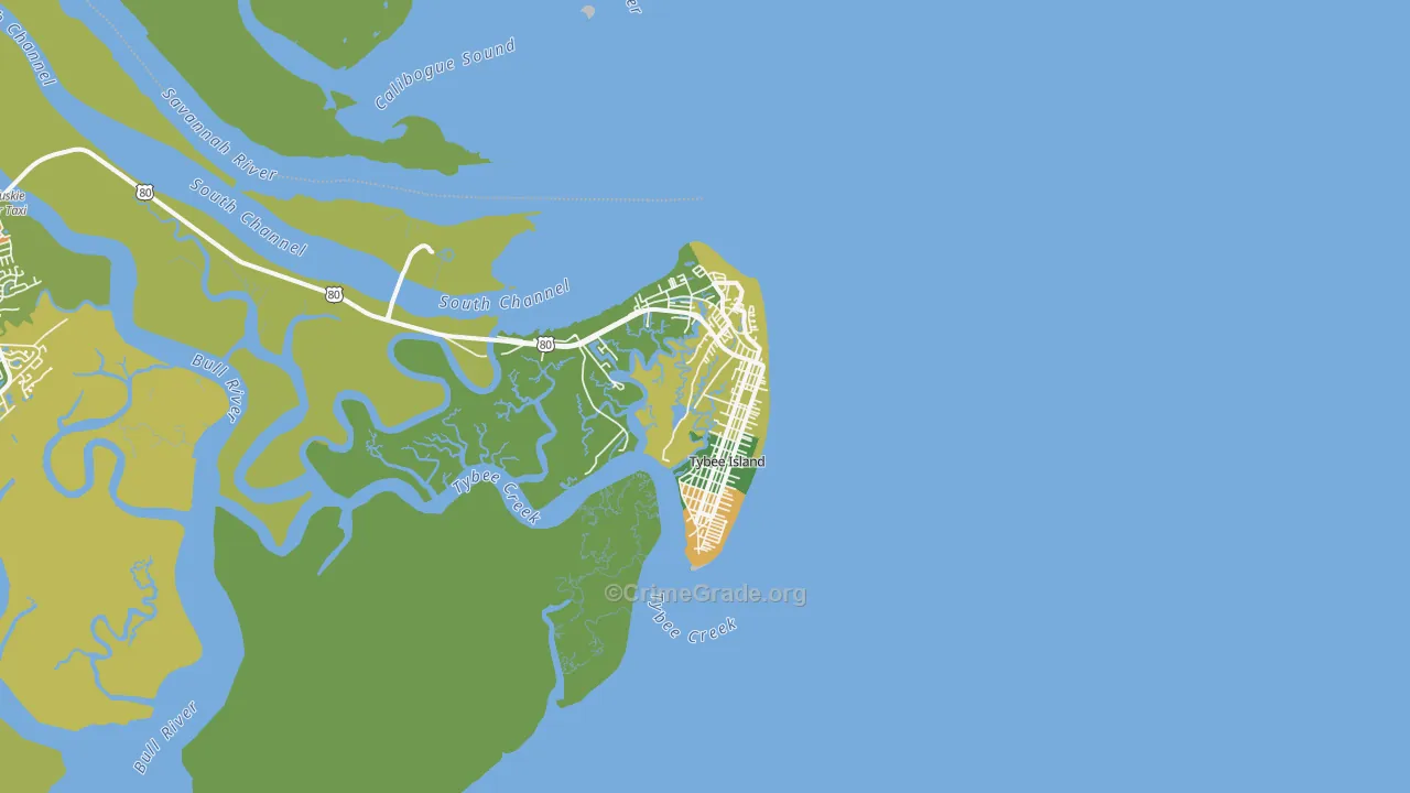 Tybee Island, GA Map of Theft Rates