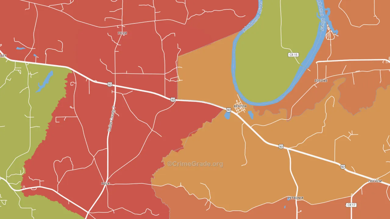 Tyler, AL Map of Theft Rates