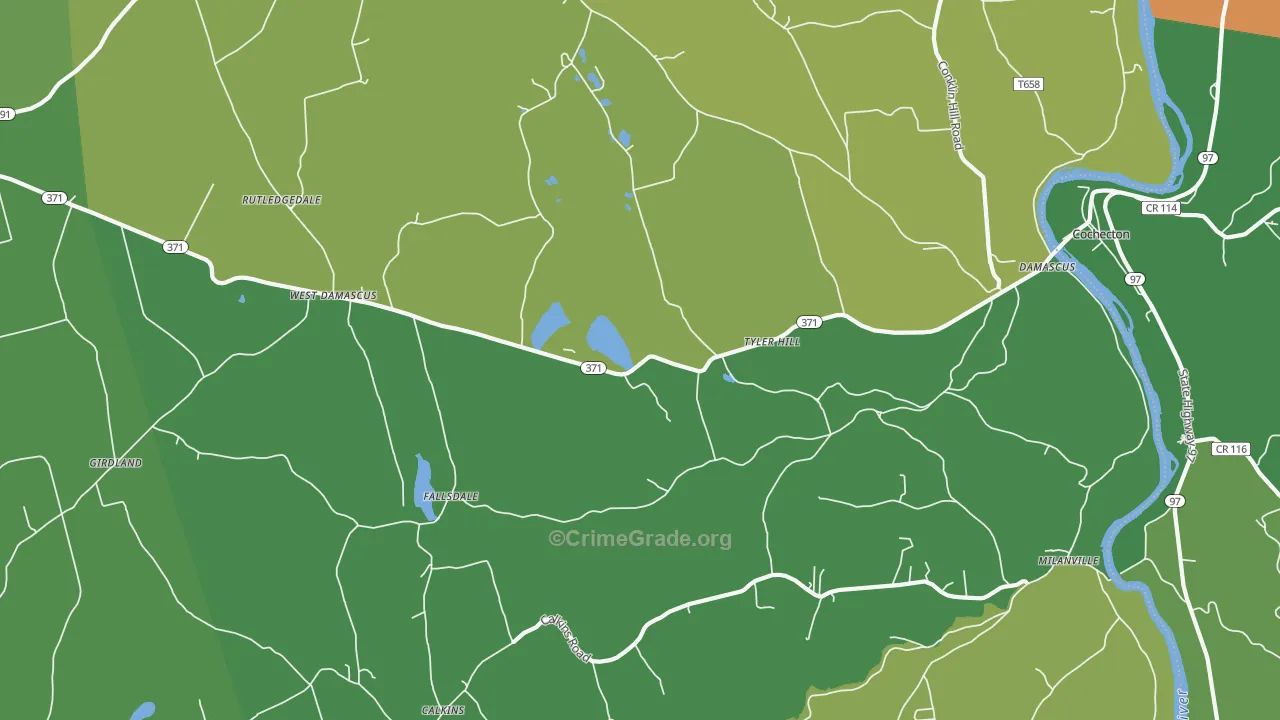 Tyler Hill, PA Map of Theft Rates