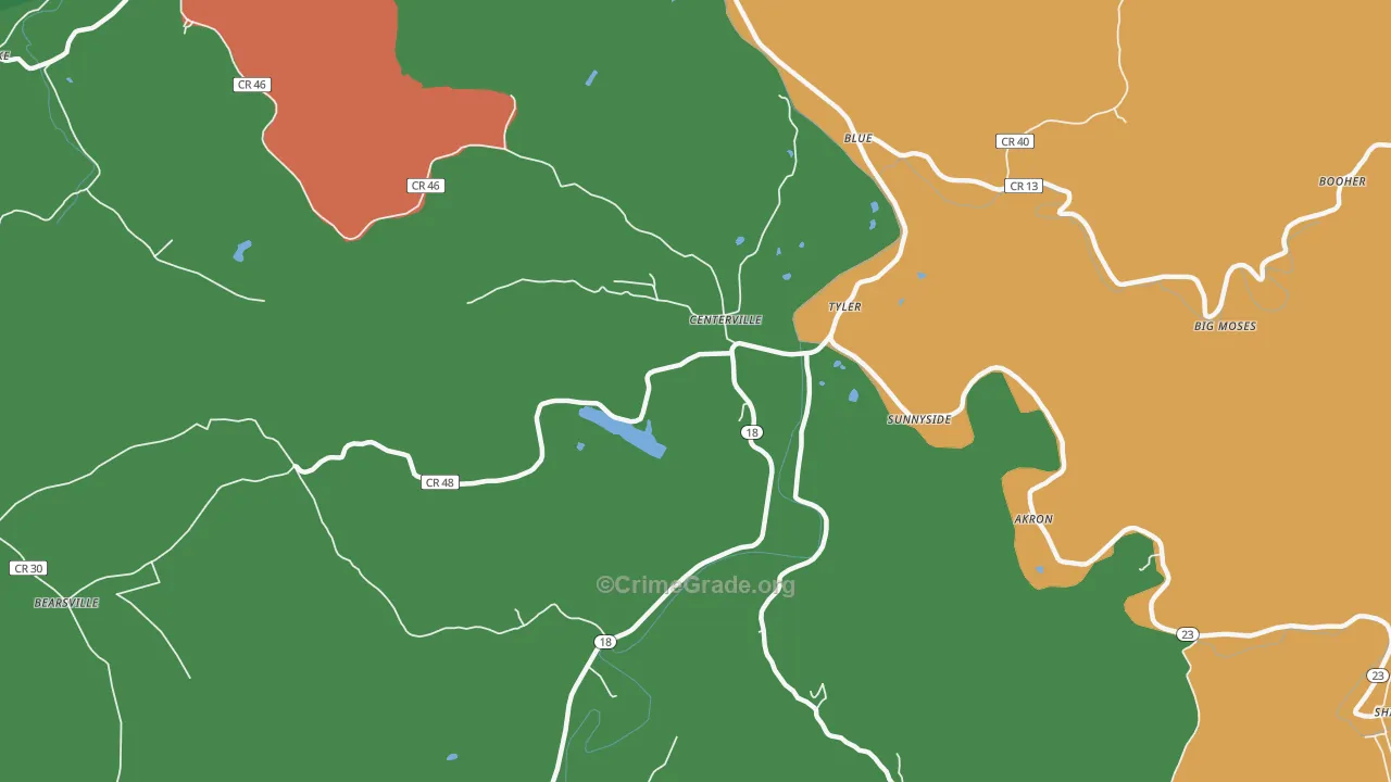 Tyler, WV Map of Theft Rates