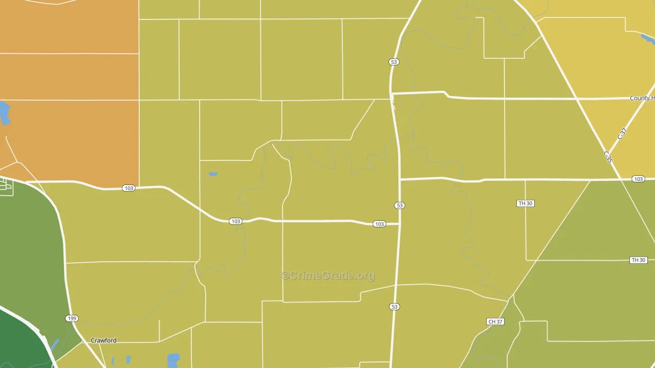 Tymochtee, OH Map of Theft Rates