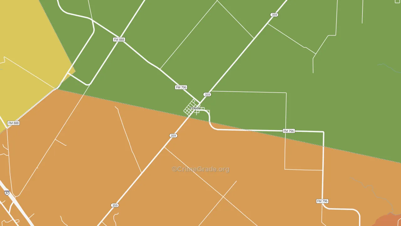 Tynan, TX Map of Theft Rates