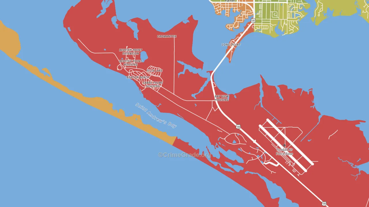 Tyndall AFB, FL Map of Theft Rates