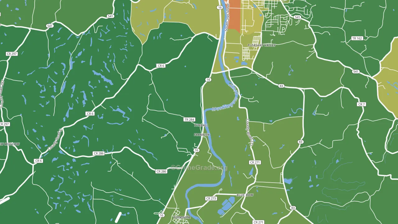 Tyndall, OH Map of Theft Rates