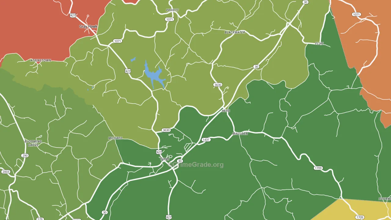 Tyner, KY Map of Theft Rates