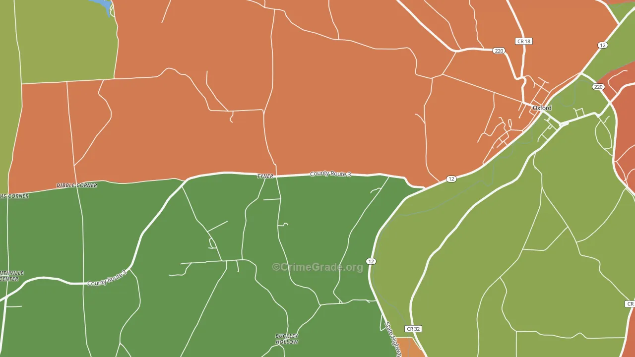 Tyner, NY Map of Theft Rates