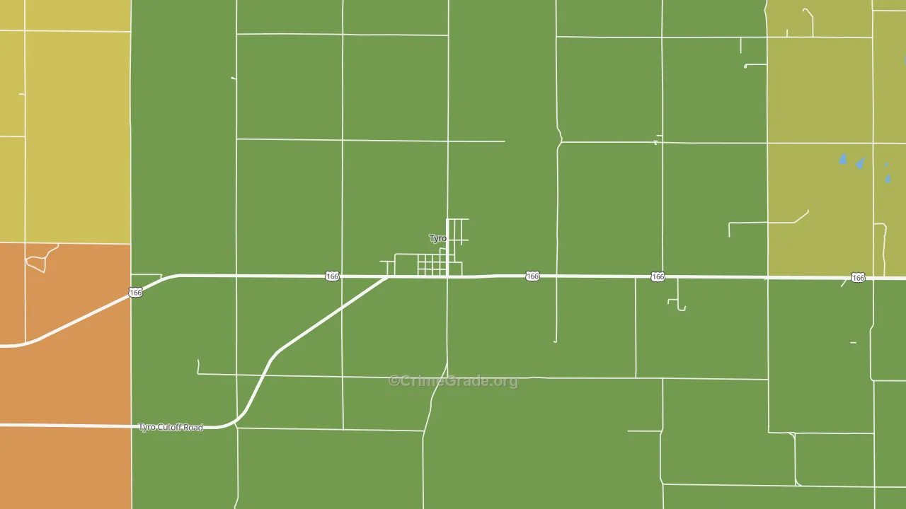 Tyro, KS Map of Theft Rates