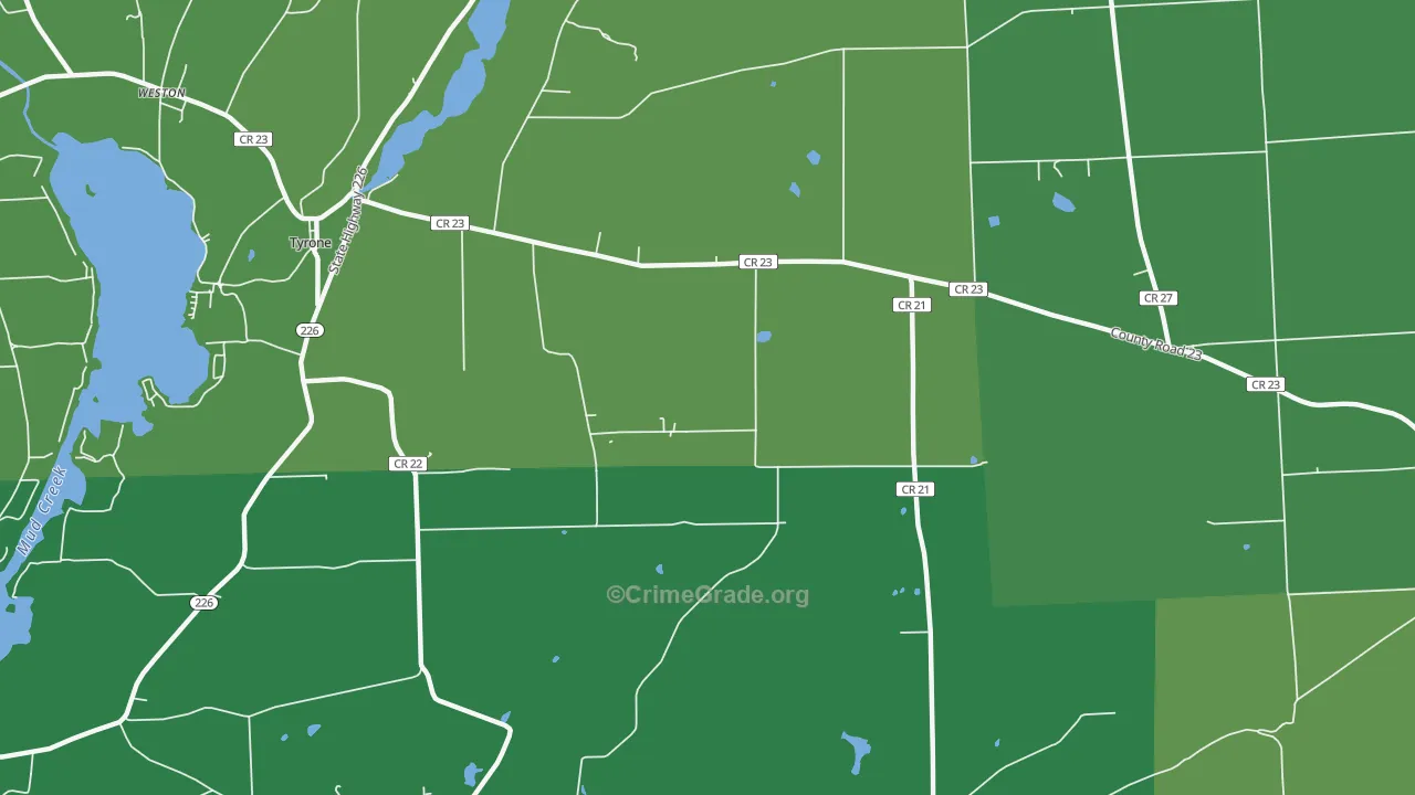 Tyrone, NY Map of Theft Rates