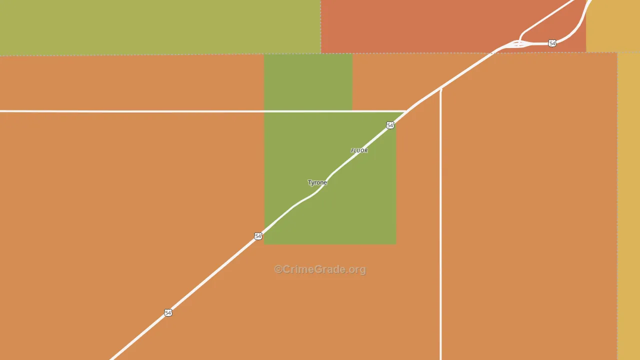 Tyrone, OK Map of Theft Rates