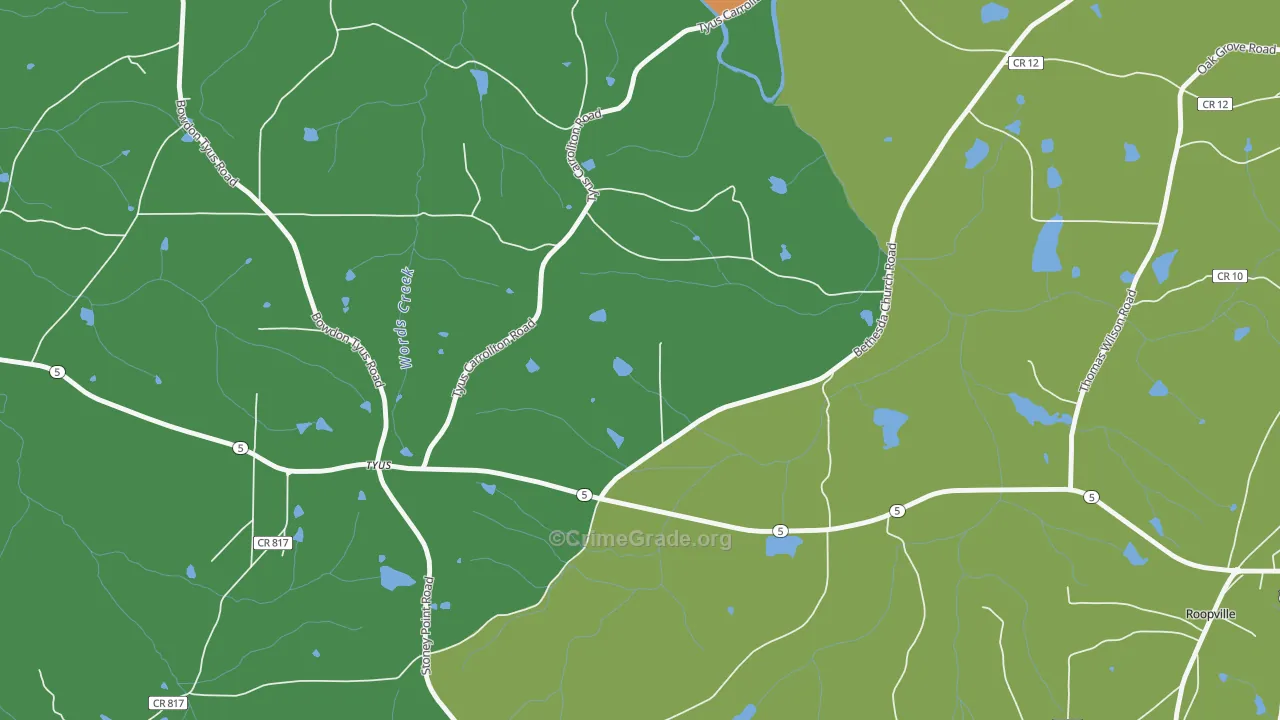 Tyus, GA Map of Theft Rates